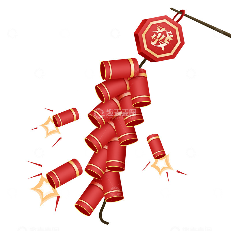 新年烟花爆竹鞭炮手绘元素