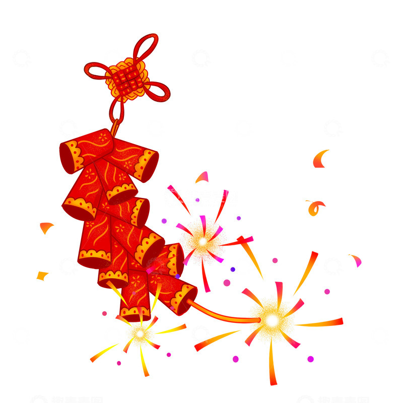 元旦海报装饰元素放鞭炮烟花