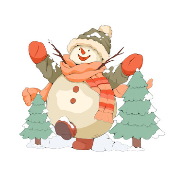 冬季雪人插画