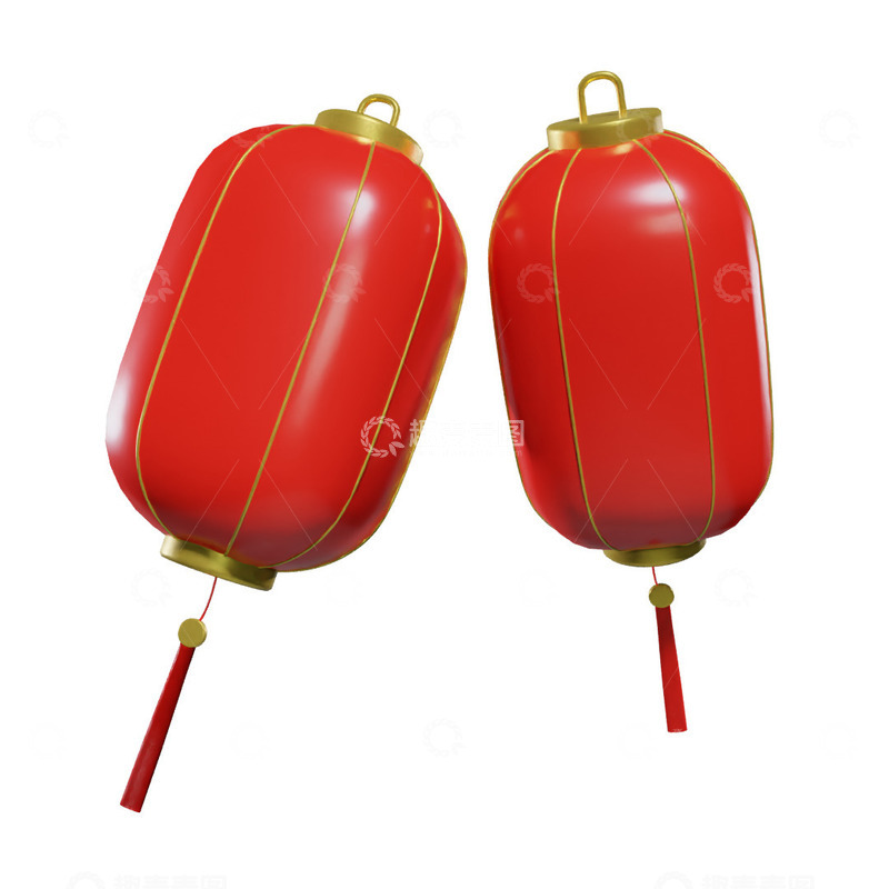 源文件下载【趣麦麦图】红色灯笼祥云台历免扣元素