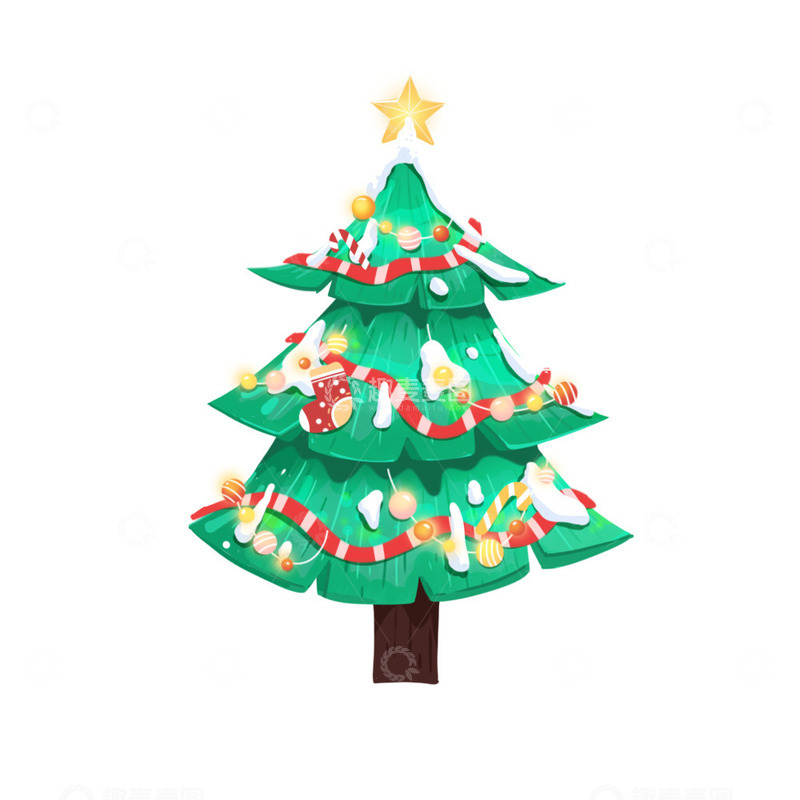 源文件下载【趣麦麦图】圣诞节圣诞树元素