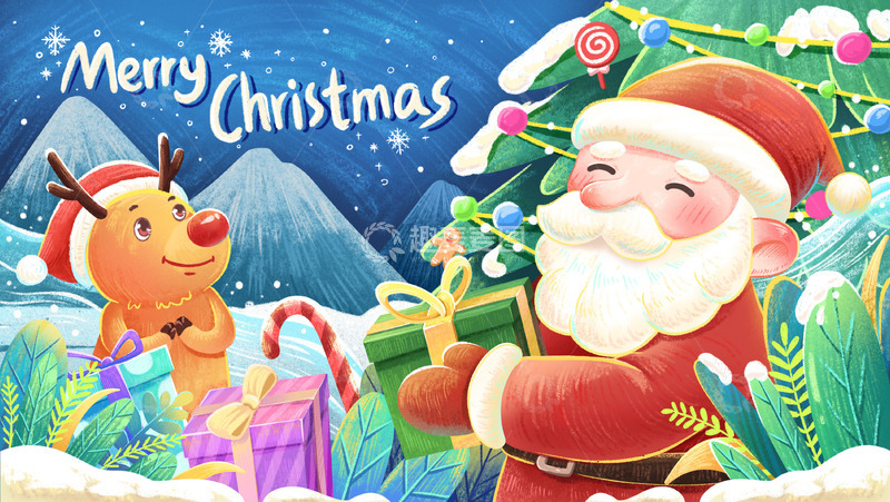 圣诞节卡通手绘海报背景