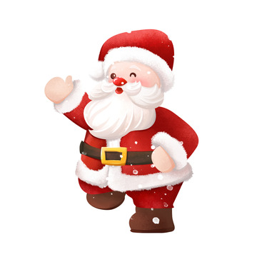 圣诞老人打招呼手绘插画元素