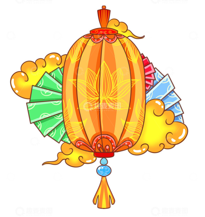源文件下载【趣麦麦图】漂亮的祥云灯笼