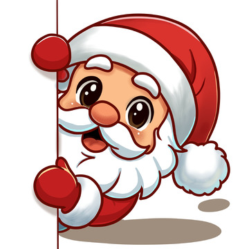 从墙后探头的圣诞老人