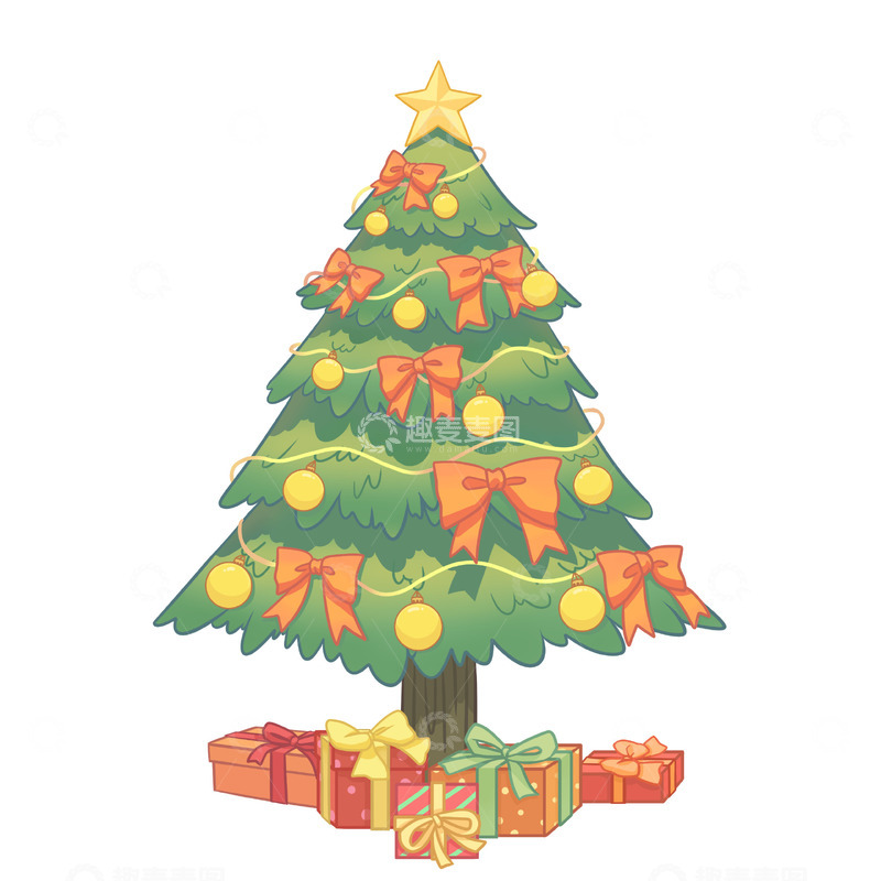 源文件下载【趣麦麦图】冬天圣诞节圣诞树礼物