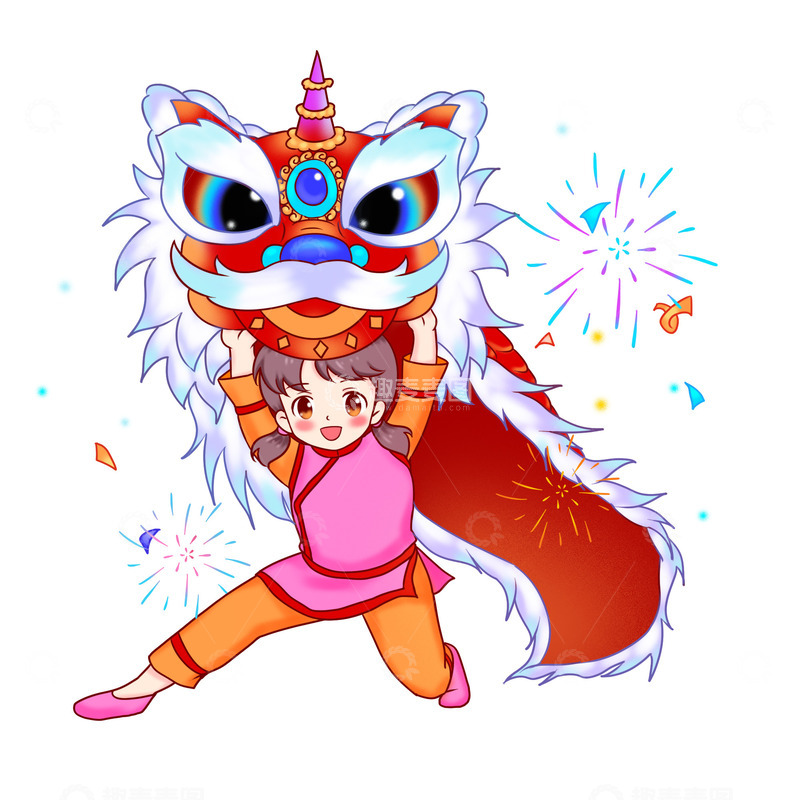 源文件下载【趣麦麦图】-舞狮舞龙锦鲤舞狮子表演节目人物