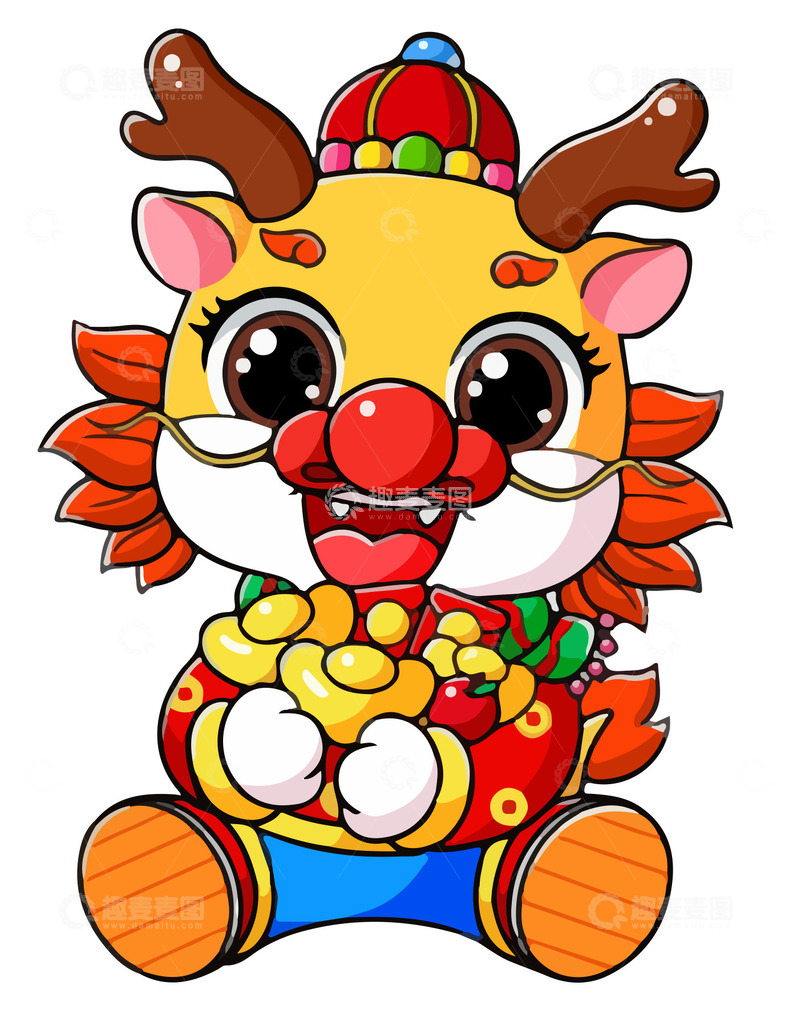 龙年可爱卡通抱元宝形象