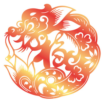 2024龙年春节渐变剪影福字窗花