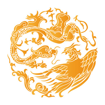 龙年龙凤呈祥矢量手绘插画装饰元素