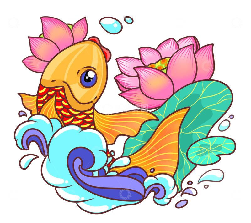 源文件下载【趣麦麦图】吐泡泡的锦鲤