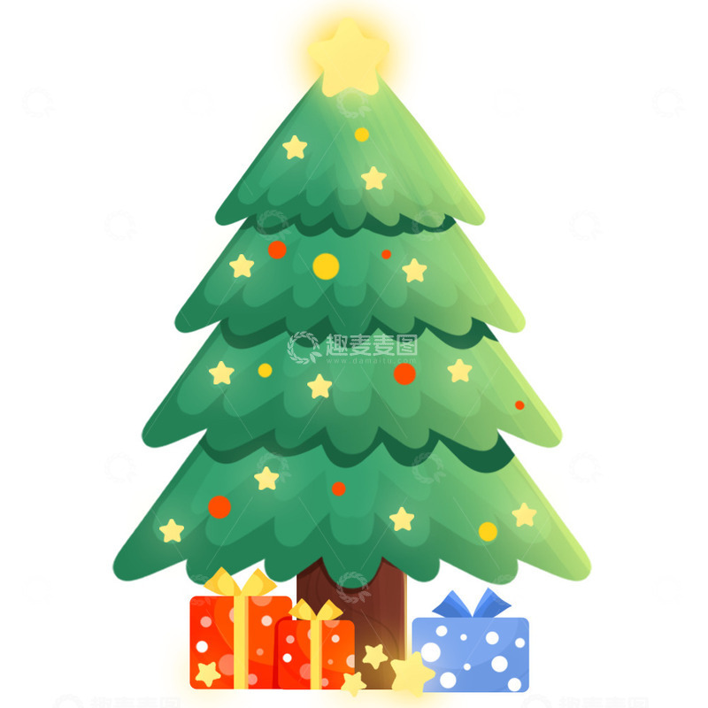 源文件下载【趣麦麦图】圣诞圣诞节圣诞树礼物元素