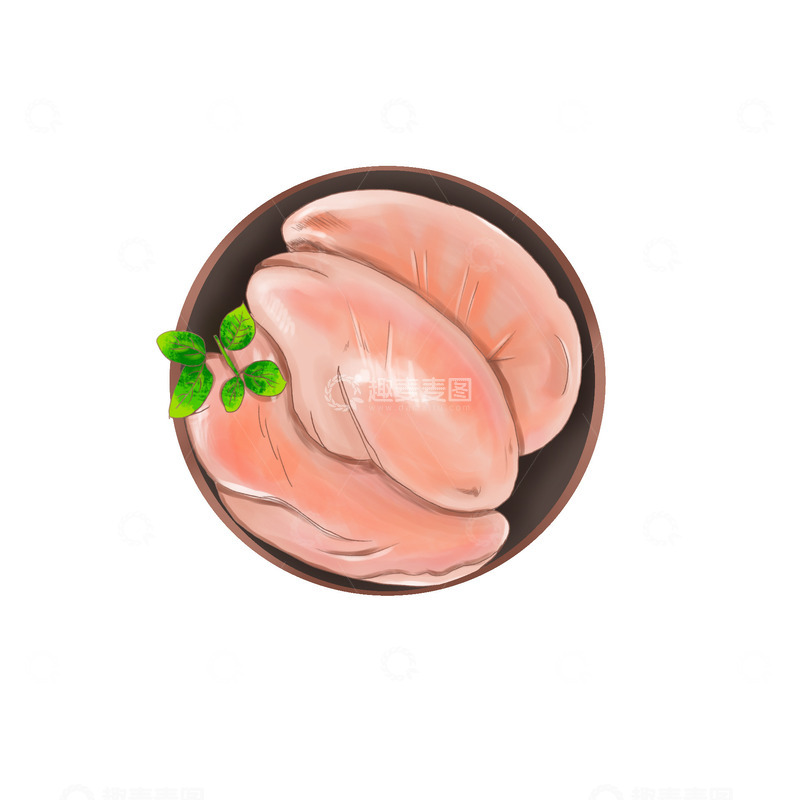 源文件下载【趣麦麦图】鸡胸肉手绘写实插画元素