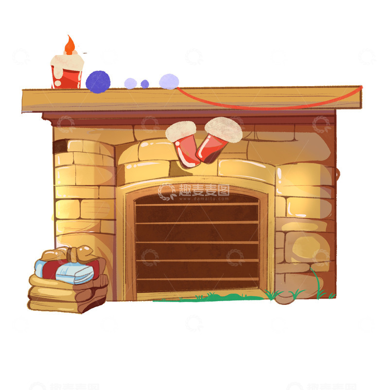 源文件下载【趣麦麦图】圣诞假日壁炉