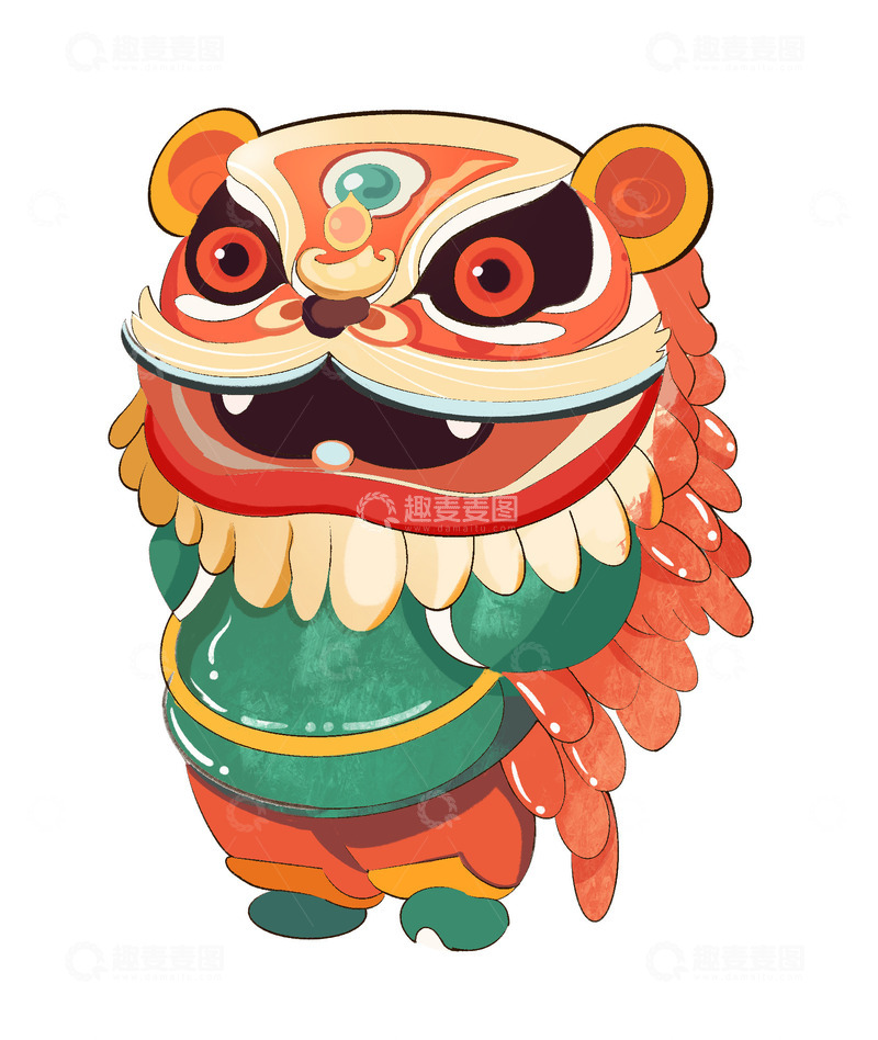源文件下载【趣麦麦图】春节舞狮元素