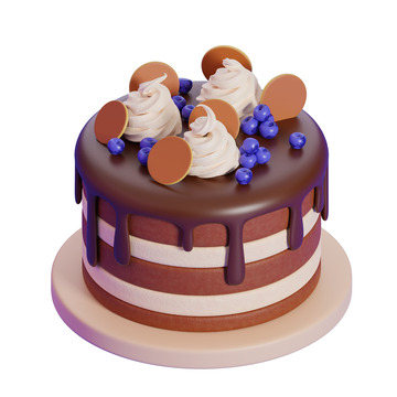 卡通巧克力蛋糕烘培美食3D立体模型