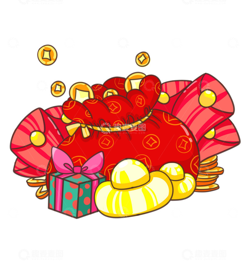 源文件下载【趣麦麦图】过年钱袋红包