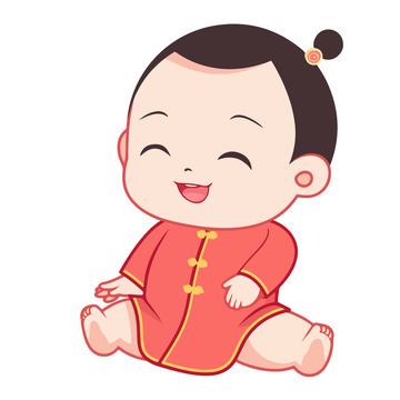 过新年的宝宝卡通插画