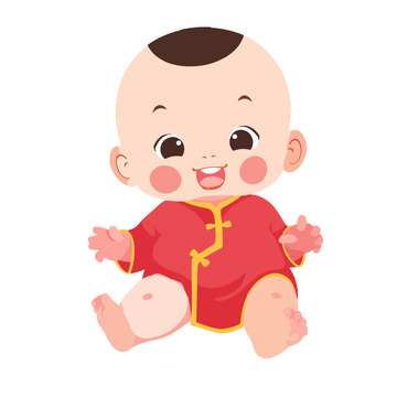 卡通过新年的可爱宝宝