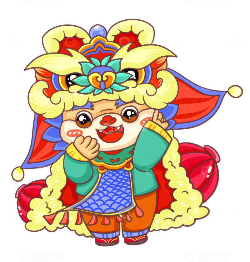 源文件下载【趣麦麦图】开心舞狮小龙