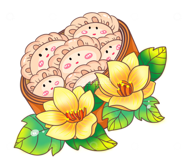 源文件下载【趣麦麦图】过年喜庆开花饺子