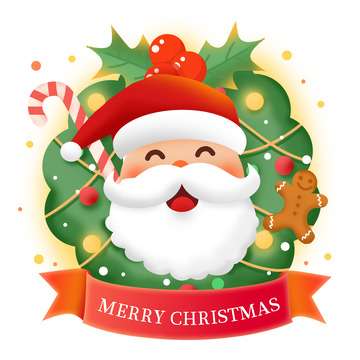 卡通可爱圣诞节老人头像插画