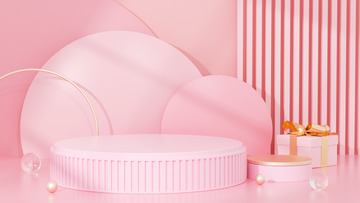 C4D粉色立体电商海报背景