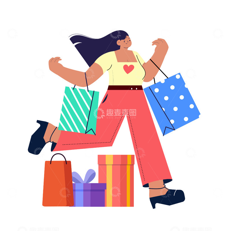 源文件下载【趣麦麦图】扁平化购物插画