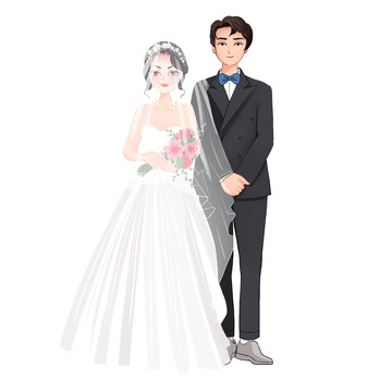 婚礼结婚新人新婚婚纱西服