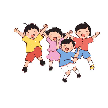 一群小朋友在欢呼庆祝