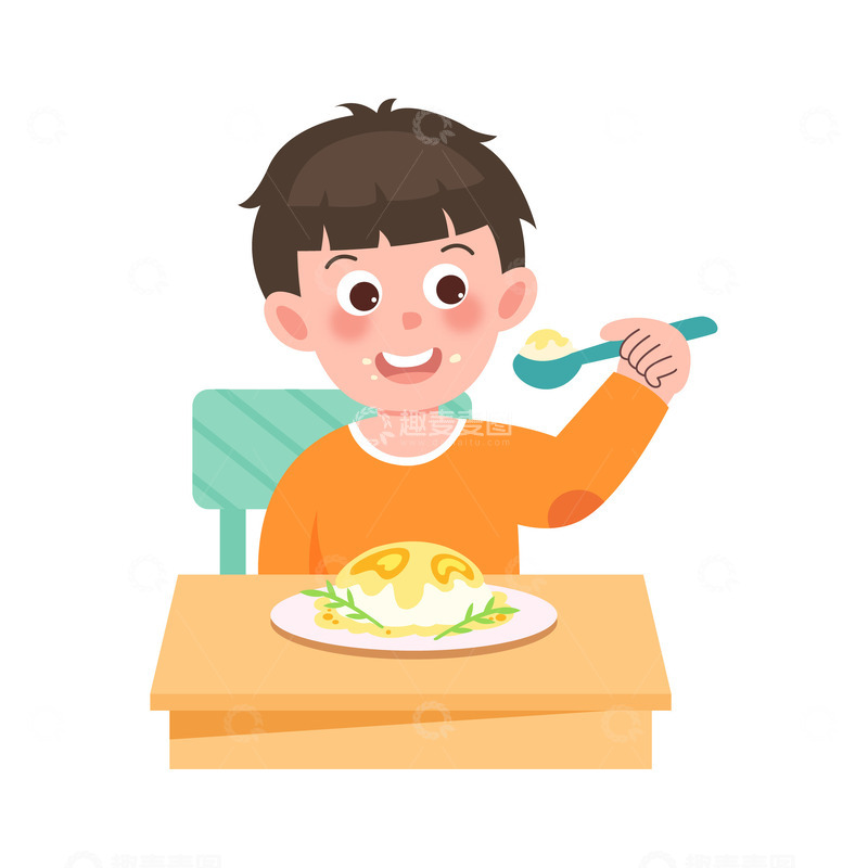 源文件下载【趣麦麦图】卡通简约吃饭的小孩子