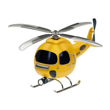 3D立体黄色卡通直升飞机模型