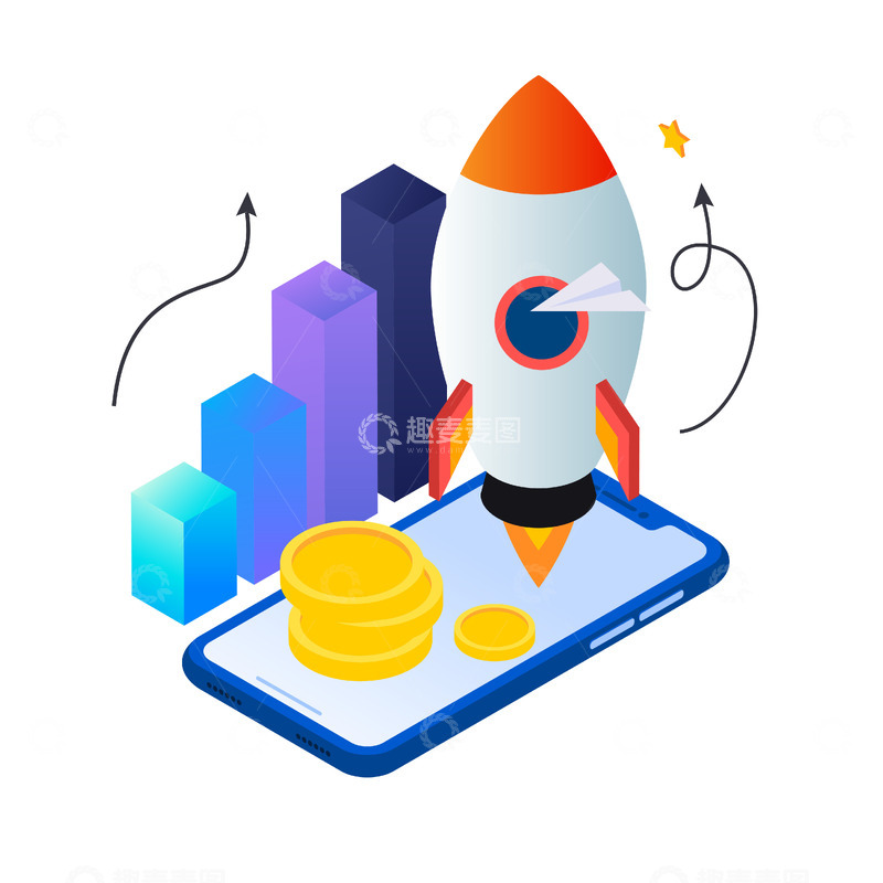 源文件下载【趣麦麦图】2.5d数据科技插画