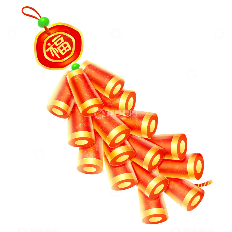 新年元旦新春节日烟花爆竹鞭炮立体装饰