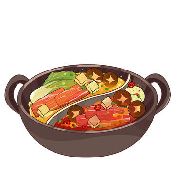 国潮美食火锅插画元素