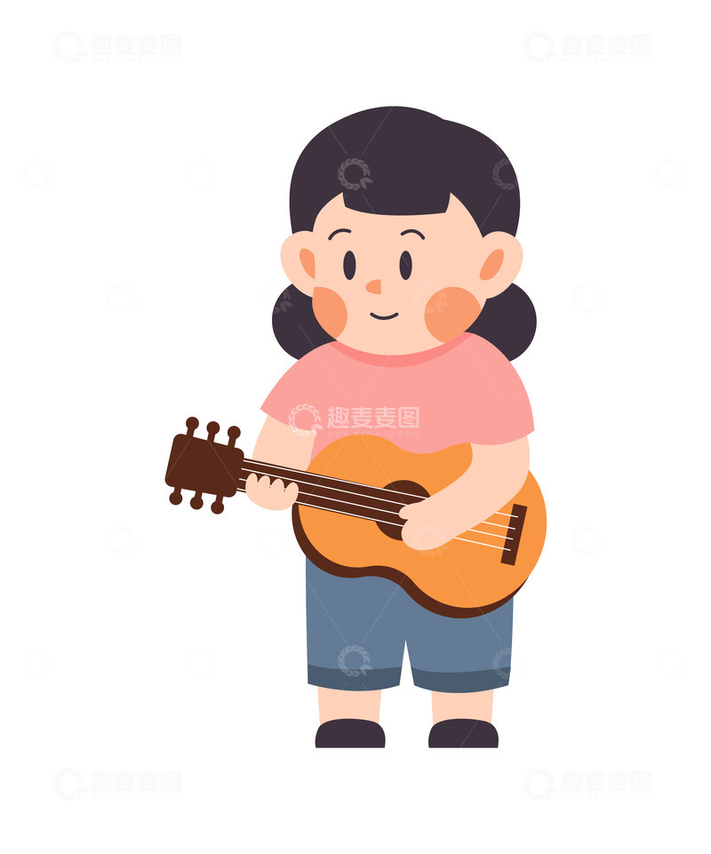 卡通简约弹琴的小孩子