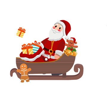 手绘平安夜圣诞老人姜饼人