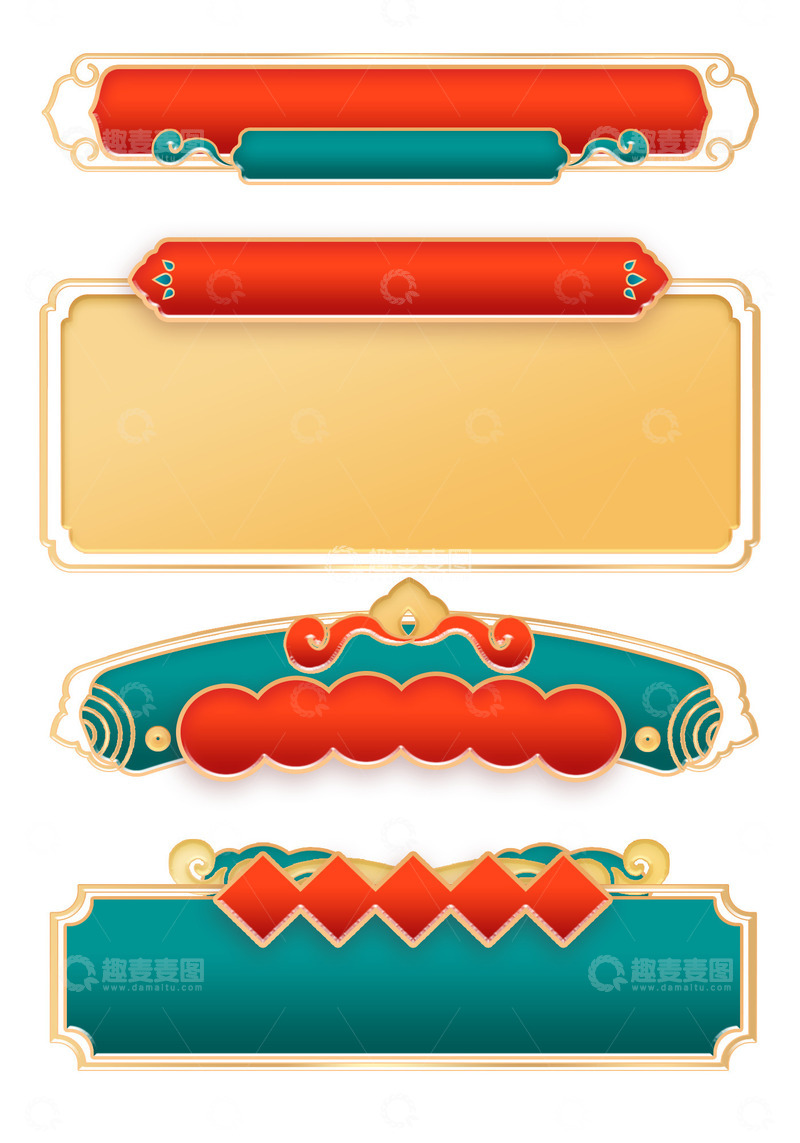 源文件下载【趣麦麦图】红色喜庆中国风祥云电商线条标题边框元素