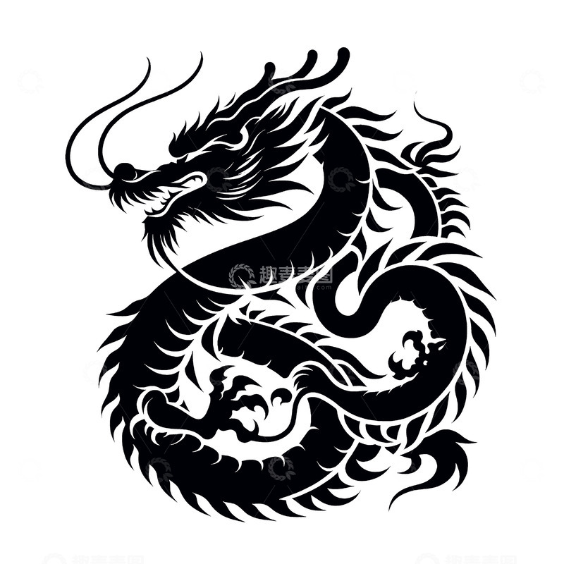 中国龙剪影素材