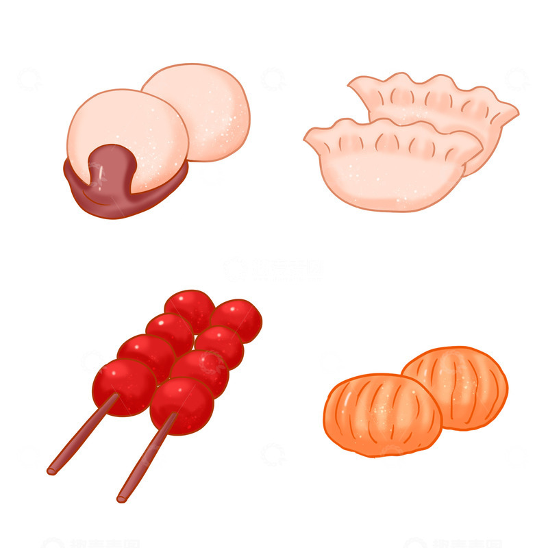 源文件下载【趣麦麦图】冬至海报背景元素冰糖葫芦饺子汤圆板栗