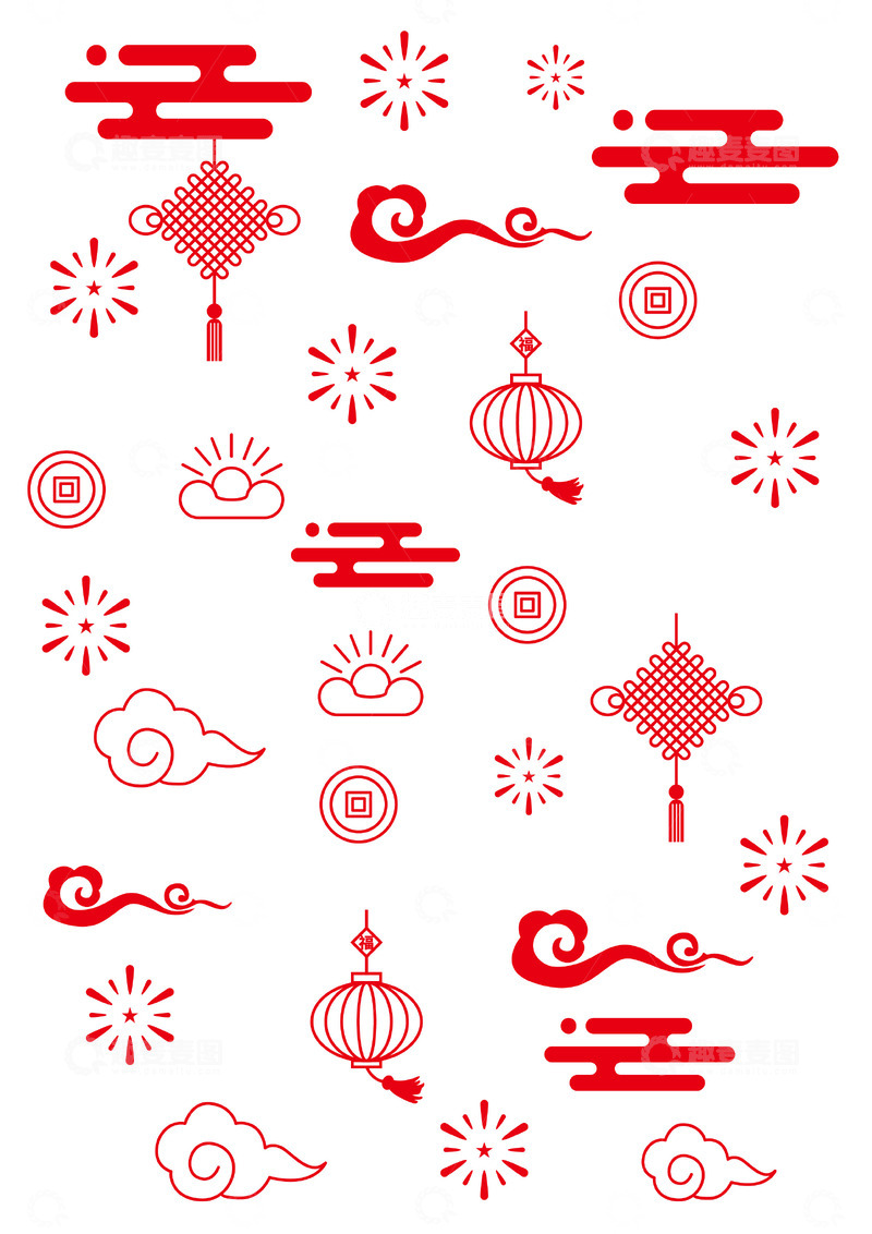 源文件下载【趣麦麦图】春节喜庆窗花元素