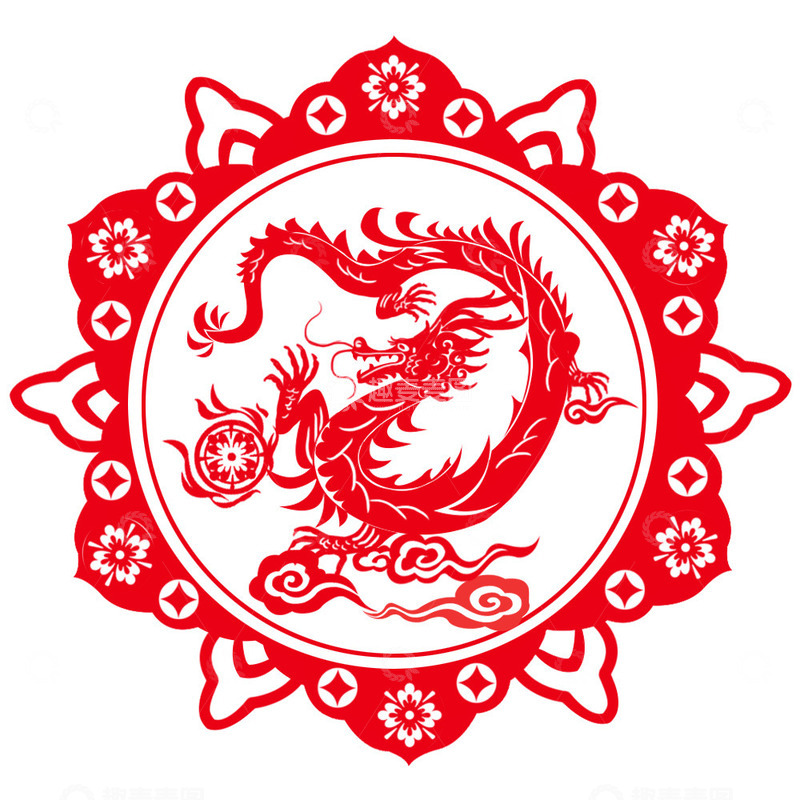 源文件下载【趣麦麦图】吉祥纹样剪影飞龙