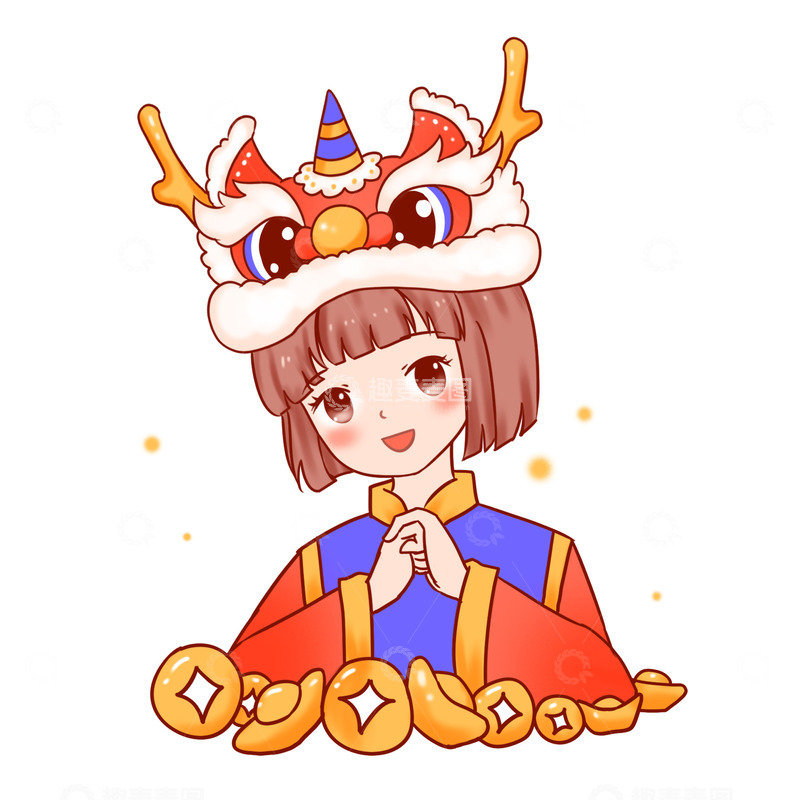 源文件下载【趣麦麦图】元旦海报背景元素恭喜发财人物