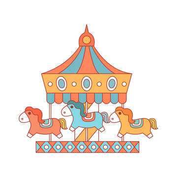 卡通简约可爱的旋转木马