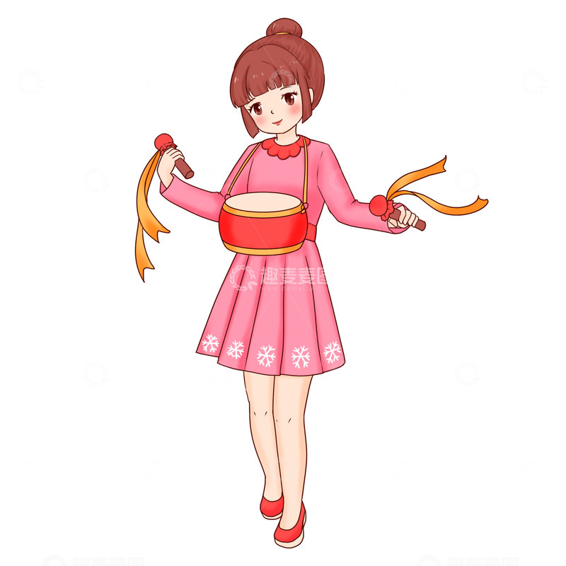 源文件下载【趣麦麦图】元旦元素打鼓庆祝节日