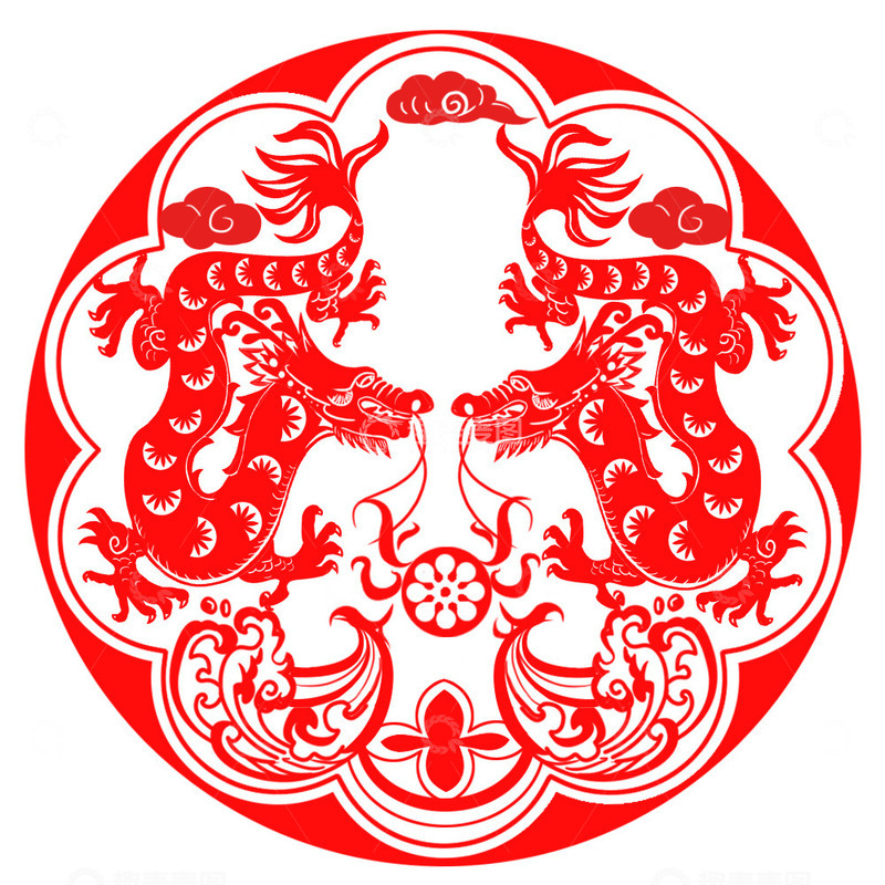 源文件下载【趣麦麦图】祥龙踏浪戏珠纹样