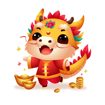 红色卡通风格龙年龙形象