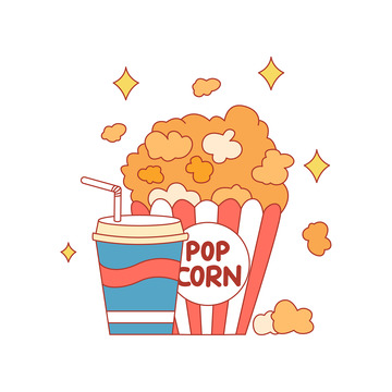 卡通简约可乐爆米花