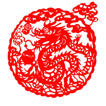 新年春节龙纹剪纸窗花