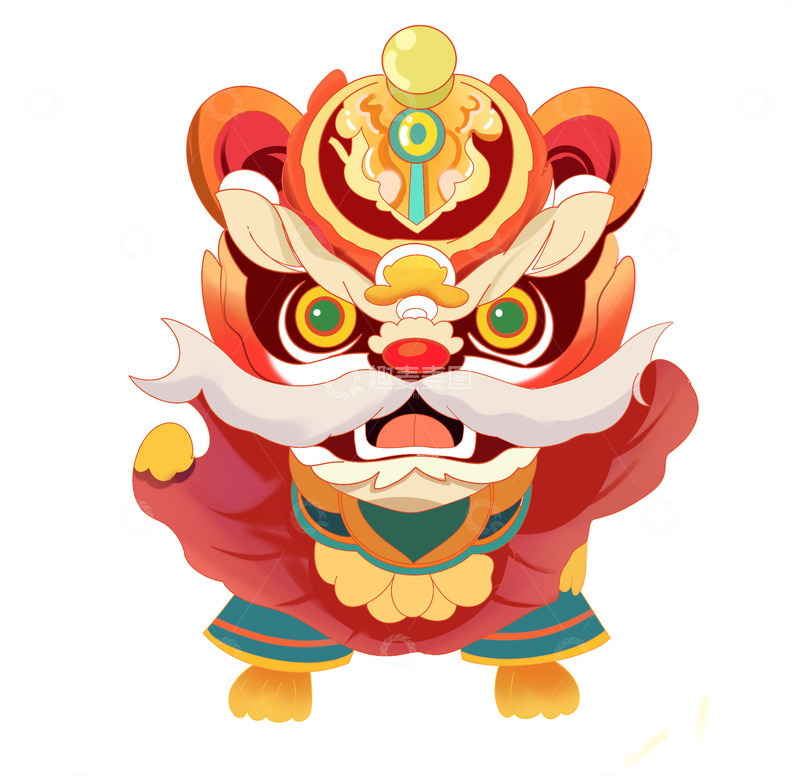 源文件下载【趣麦麦图】春节卡通舞狮闹闹